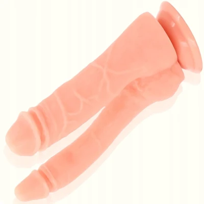 Sensual Dildo s přísavkou 18 cm dvojité, béžové