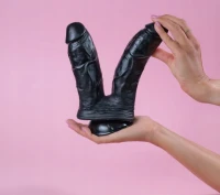 Sensual Dildo s přísavkou 22 cm dvojité, černé
