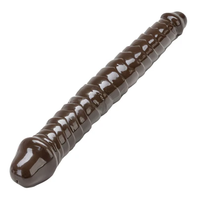 Sensual D46 Oboustranné flexibilní dildo 28 cm, hnědé