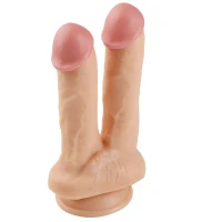 Sensual D48 Dildo s přísavkou 15 cm dvojité, béžové