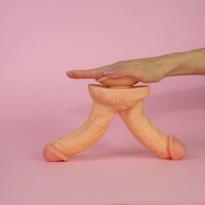 Sensual D48 Dildo s přísavkou 15 cm dvojité, černé
