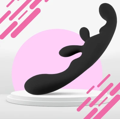 Sensual M28 dvojité silikónové dildo 23 cm, flexibilné, čierne