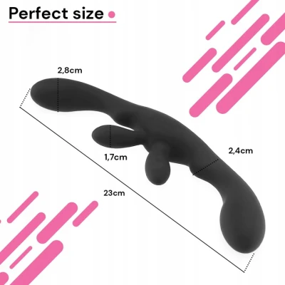 Sensual M28 dvojité silikónové dildo 23 cm, flexibilné, čierne