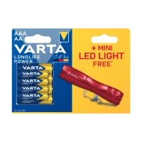 Varta BAT0298 Sada alkalických batérií 4x AAA a 4x AA + Mini LED svietidlo