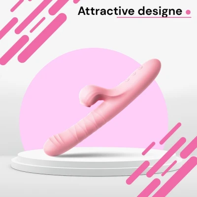 Sensual W122 Vibrátor Rabbit s funkcí sání 24 cm, růžový