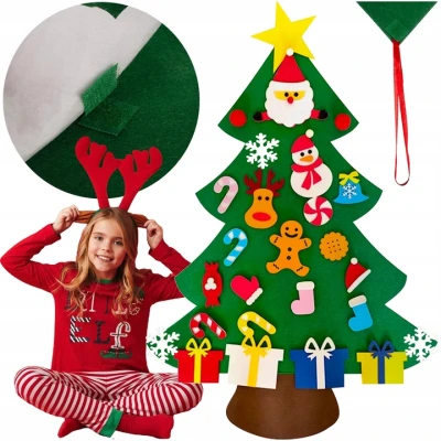 Ruhhy 24856 Plstěný vánoční stromeček s ozdobami 90 cm