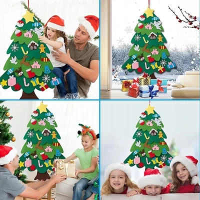 Ruhhy 24856 Plstěný vánoční stromeček s ozdobami 90 cm