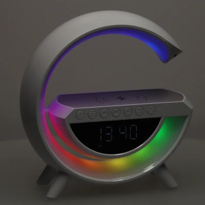 KIK KX3742 Multifunkčný reproduktor Bluetooth RGB s bezdrôtovou nabíjačkou, biely