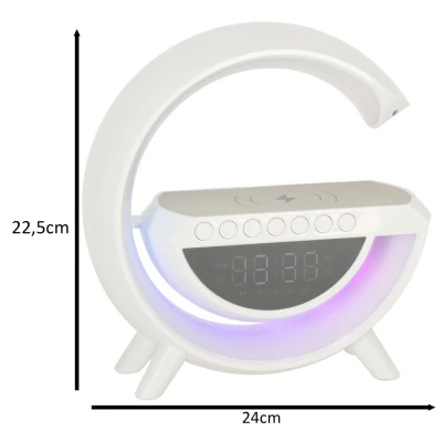 KIK KX3742 Multifunkčný reproduktor Bluetooth RGB s bezdrôtovou nabíjačkou, biely