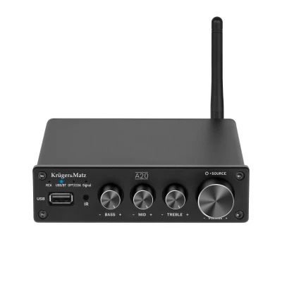 Kruger&Matz KM0569 Stereo zosilňovač A20, Bluetooth 5.0, 2x 100 W, čierny