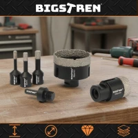 Bigstreen 27079 Diamantové děrovky sada 5 ks, M14 6–68 mm + adaptér