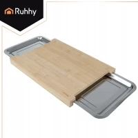 Ruhhy 25707 Drevená doska na krájanie s výsuvnými miskami 40 x 28,5 cm