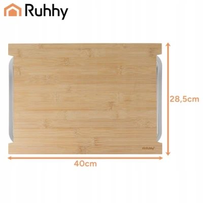 Ruhhy 25707 Drevená doska na krájanie s výsuvnými miskami 40 x 28,5 cm