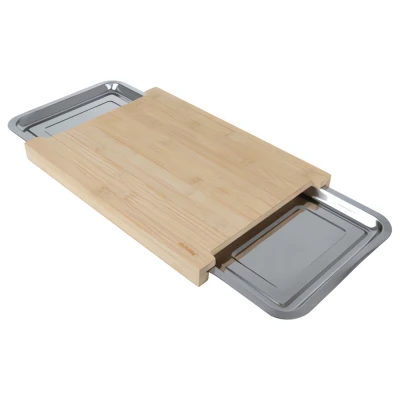 Ruhhy 25707 Drevená doska na krájanie s výsuvnými miskami 40 x 28,5 cm