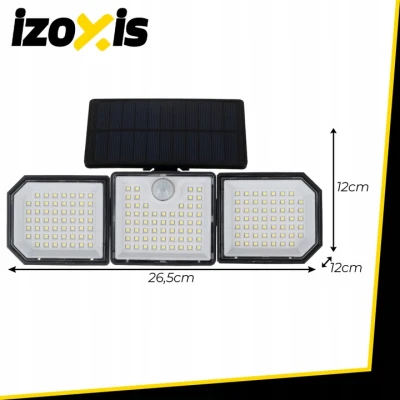 Izoxis 24633 Solárne 167 LED osvetlenie s PIR senzorom pohybu a súmraku, IP65, 500 lm, 1800 mAh