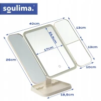 Soulima 26952 LED kozmetické zrkadlo, 3x zväčšenie, 600 mAh, krémovo biela