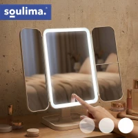 Soulima 26952 LED kozmetické zrkadlo, 3x zväčšenie, 600 mAh, krémovo biela