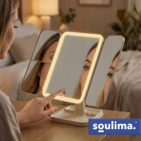 Soulima 26952 LED kozmetické zrkadlo, 3x zväčšenie, 600 mAh, krémovo biela