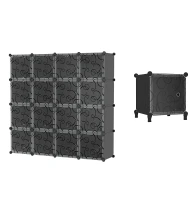 Hogler 3882 Variabilný regálový systém 16 modulov, 144 x 144 x 37 cm, čierny