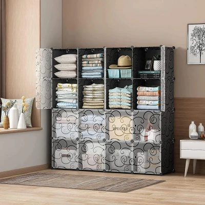 Hogler 3882 Variabilný regálový systém 16 modulov, 144 x 144 x 37 cm, čierny