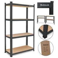 Hogler 2906 Kovový skladovací regál, 4 police, 150 x 75 x 30 cm, 540 kg, černý
