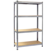 Hogler 2903 Kovový skladovací regál, 4 police, 174 x 80 x 40 cm, 600 kg, stříbrný