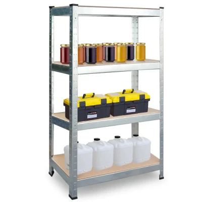 Hogler 2903 Kovový skladovací regál, 4 police, 174 x 80 x 40 cm, 600 kg, stříbrný