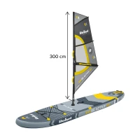 Rebel RBA-4513 Paddleboard SUP s plachtou, windsurfing, príslušenstvo, 305 cm, 120 kg, sivá