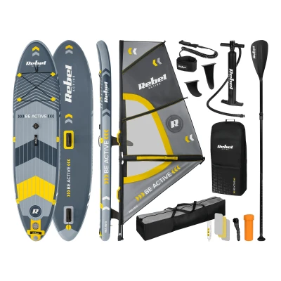 Rebel RBA-4513 Paddleboard SUP s plachtou, windsurfing, príslušenstvo, 305 cm, 120 kg, sivá
