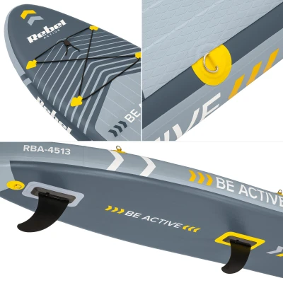 Rebel RBA-4513 Paddleboard SUP s plachtou, windsurfing, príslušenstvo, 305 cm, 120 kg, sivá