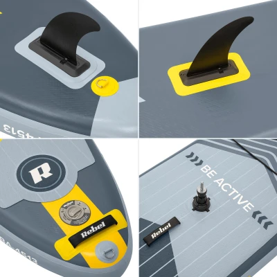 Rebel RBA-4513 Paddleboard SUP s plachtou, windsurfing, príslušenstvo, 305 cm, 120 kg, sivá