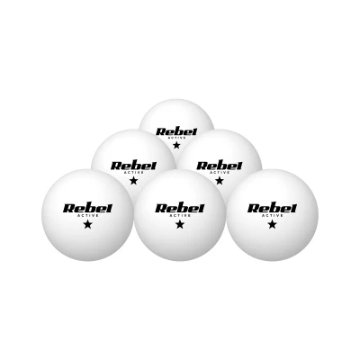 Rebel RBA-4006 Sada míčků na stolní tenis, PP, 6 ks, bílá