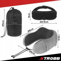 Xtrobb 26087 Cestovní sada 3D na spaní 3 v 1, šedá