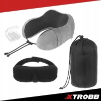 Xtrobb 26087 Cestovní sada 3D na spaní 3 v 1, šedá