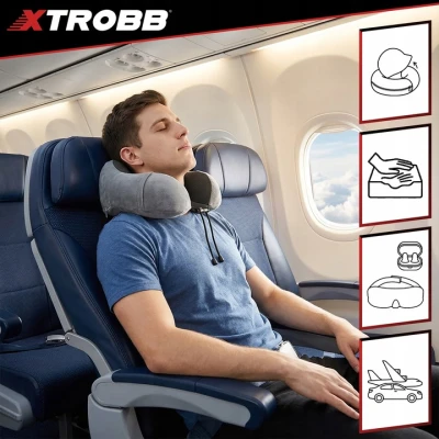 Xtrobb 26087 Cestovní sada 3D na spaní 3 v 1, šedá