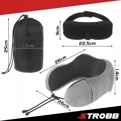 Xtrobb 26087 Cestovní sada 3D na spaní 3 v 1, šedá