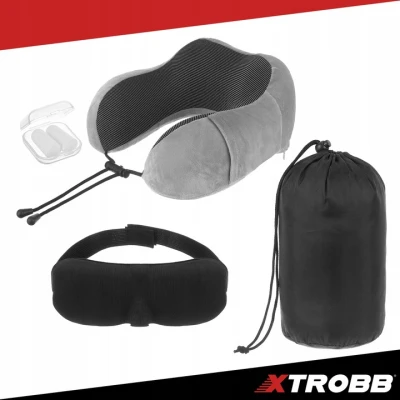 Xtrobb 26087 Cestovní sada 3D na spaní 3 v 1, šedá