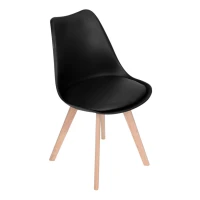 ModernHome PC-003 Sada 4 jídelních židlí se sedákem z ekokůže, černá
