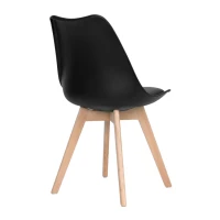 ModernHome PC-003 Sada 4 jídelních židlí se sedákem z ekokůže, černá