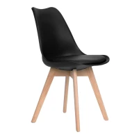 ModernHome PC-003 Sada 4 jídelních židlí se sedákem z ekokůže, černá