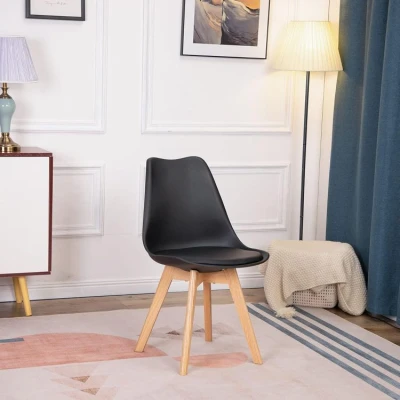 ModernHome PC-003 Sada 4 jídelních židlí se sedákem z ekokůže, černá