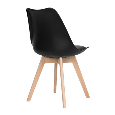 ModernHome PC-003 Sada 4 jídelních židlí se sedákem z ekokůže, černá
