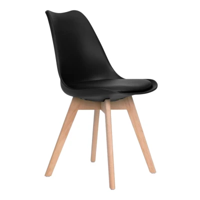 ModernHome PC-003 Sada 4 jídelních židlí se sedákem z ekokůže, černá