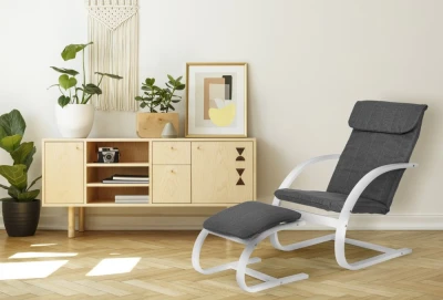 ModernHome TXWQM-31-6 Finské houpací křeslo s podnožkou - bílá