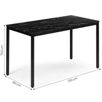 ModernHome NORD-MRBC Jídelní, pracovní stůl, 120 x 60 cm, černý mramor