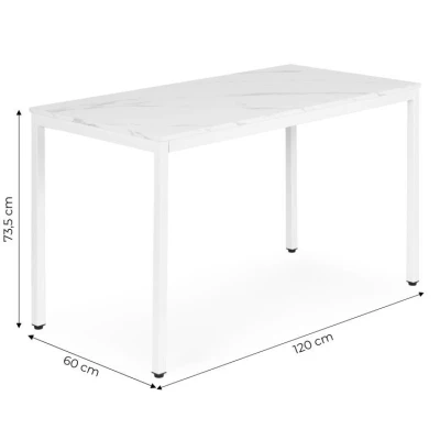 ModernHome NORD-MRW Jídelní, pracovní stůl, 120 x 60 cm, bílý mramor