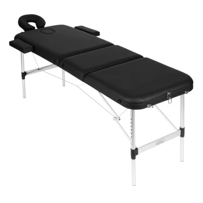 ModernHome BM3724 Hliníkové masážní lehátko, skládací, 3 segmenty, 250 kg, 185 cm, černá