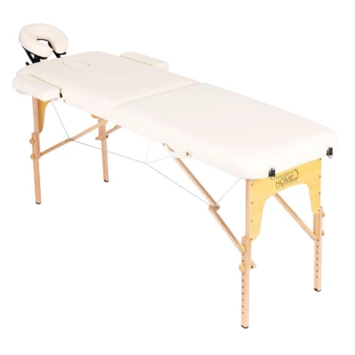 ModernHome BM2524 Drevená masážna pohovka, skladacia, 2 segmenty, 250 kg, 185 cm, béžová