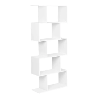 ModernHome CH230817 Stojaci regál, knižnica, 5 políc, 175 x 28 x 77 cm, biely