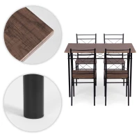 ModernHome Jídelní sestava Verona stůl + 4 židle, MDF + ocel, tmavé dřevo
